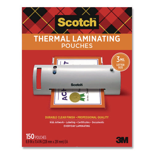 Image of Scotch Laminating Pouches, 3 mil, 8.9" x 11.4", Clear, 150/Pack