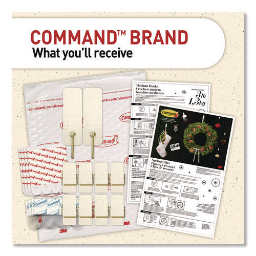 Image of Command Limited Edition Hooks and Clips, Vanilla Bean, 3 lb Capacity, 2 Hooks, 8 Clips and 12 Strips/Pack