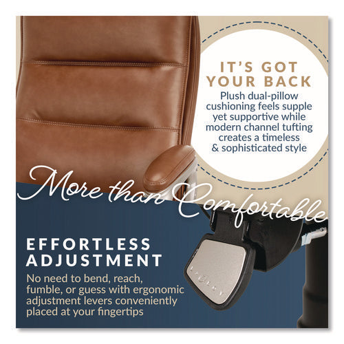 Image of La-Z-Boy® Jenkins Executive Big and Tall Chair, Supports Up to 400 lb, 20" to 23" Seat Height, Brown Seat/Back, Silver/Black Base