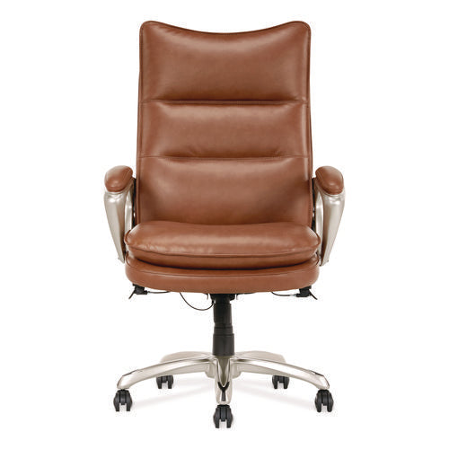 Image of La-Z-Boy® Jenkins Executive Big and Tall Chair, Supports Up to 400 lb, 20" to 23" Seat Height, Brown Seat/Back, Silver/Black Base