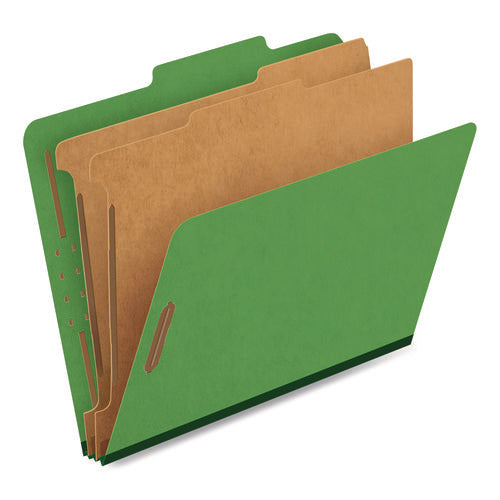 Image of Pendaflex® Colored Pressboard Top Tab Classification Folders, 2.5" Expansion, 2 Dividers, 6 Fasteners, Letter Size, Dark Green, 10/Box