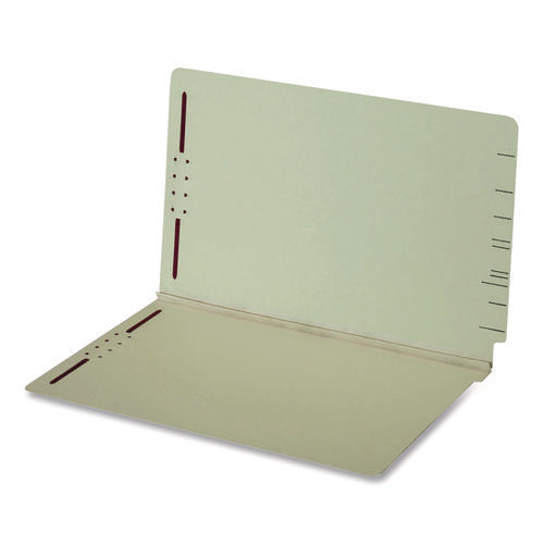 Image of Pendaflex® Colored Pressboard End Tab Fastener Folders, 2 Fasteners, Legal Size, Light Green Exterior, 25/Box