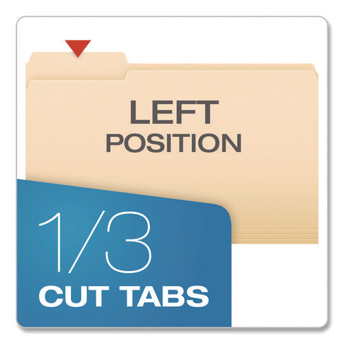 Image of Pendaflex® Standard Manila File Folders, 1/3-Cut Tabs: Left Position, Legal Size, Manila, 100/Box