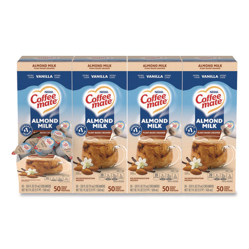 Image of Coffee mate® Plant-Based Almond Milk Non-Dairy Liquid Creamer Singles, Natural Vanilla, 0.38 oz Mini Cups, 200/Carton