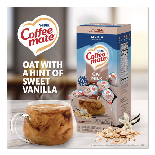 Image of Coffee mate® Plant-Based Oat Milk Liquid Creamers, Natural Vanilla, 0.38 oz Mini Cups, 50/Box