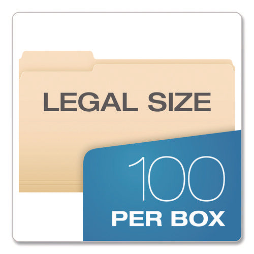 Image of Pendaflex® Standard Manila File Folders, 1/3-Cut Tabs: Left Position, Legal Size, Manila, 100/Box