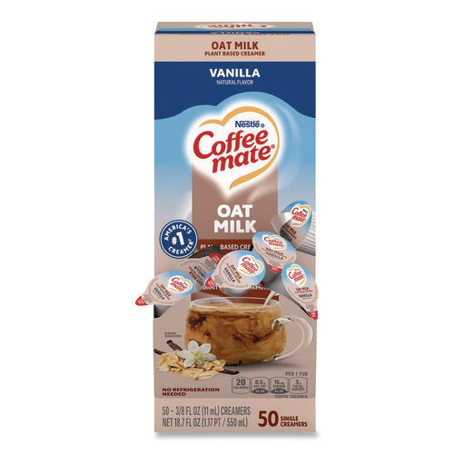Image of Coffee mate® Plant-Based Oat Milk Liquid Creamers, Natural Vanilla, 0.38 oz Mini Cups, 50/Box