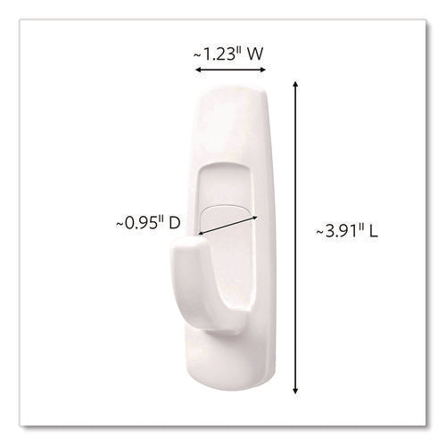 Image of Command General Purpose Hooks, Large, Plastic, White, 5 lb Capacity, 12 Hooks and 18 Strips/Pack