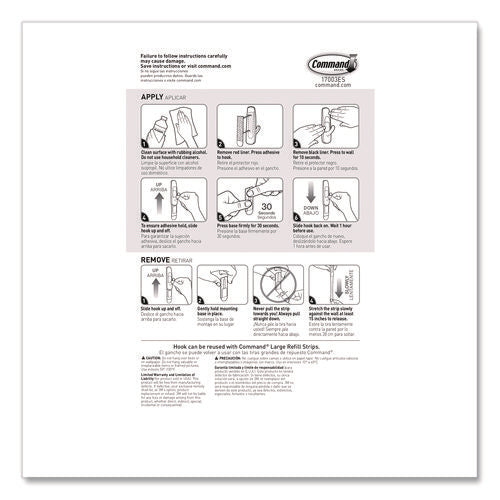 Image of Command General Purpose Hooks, Large, Plastic, White, 5 lb Capacity, 12 Hooks and 18 Strips/Pack