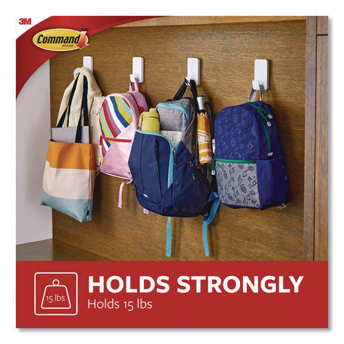 Image of Command X-Large Utility Hooks, Plastic, White, 15 lb Capacity, 1 Hook and 4 Strips