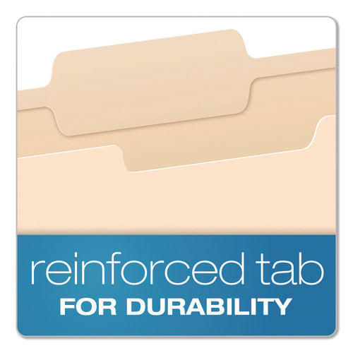 Image of Pendaflex® Reinforced Top Tab Manila File Folders, 1/3-Cut Tabs: Center Position, Letter Size, Manila, 100/Box
