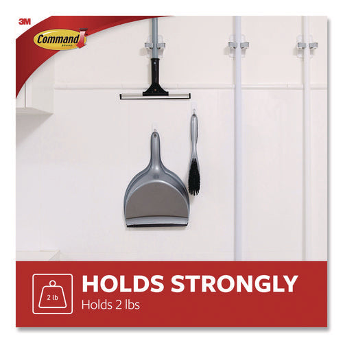 Image of Command General Purpose Wire Hooks, Medium, Metal, White, 2 lb Capacity, 16 Hooks and 20 Strips/Pack