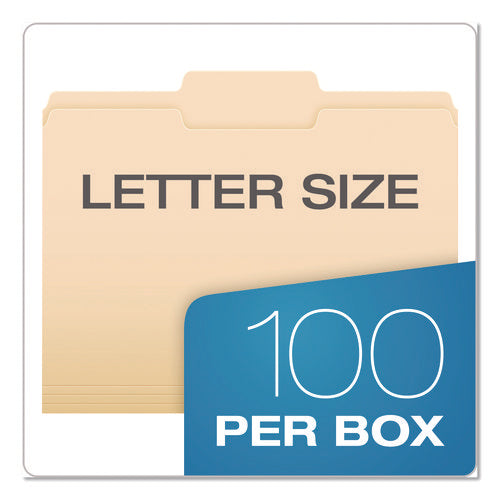 Image of Pendaflex® Reinforced Top Tab Manila File Folders, 1/3-Cut Tabs: Center Position, Letter Size, Manila, 100/Box