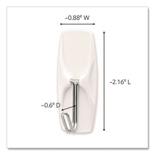Image of Command General Purpose Wire Hooks, Medium, Metal, White, 2 lb Capacity, 16 Hooks and 20 Strips/Pack