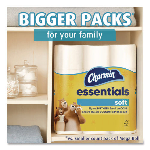 Image of Charmin® Essentials Soft Bathroom Tissue, Septic Safe, 2-Ply, White, 330 Sheets/Roll, 9 Rolls/Pack, 4 Packs/Carton