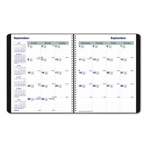 Image of Blueline® Plan and Link Monthly Planner, 9.25 x 7.25, Black Distressed Faux Leather Cover, 16-Month: Sept 2024 to Dec 2025
