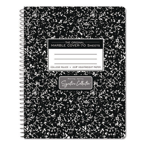 Image of Roaring Spring® Signature Collection Spiralbound Composition Book, Medium/College Rule, Black Marble Cover, (70) 9.75 x 7 Sheets