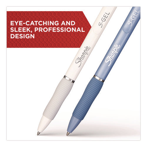 Image of Sharpie® S-Gel S-Gel Fashion Barrel Gel Pen, Retractable, Medium 0.7 mm, Black Ink, Pearl White Barrel, 8/Pack