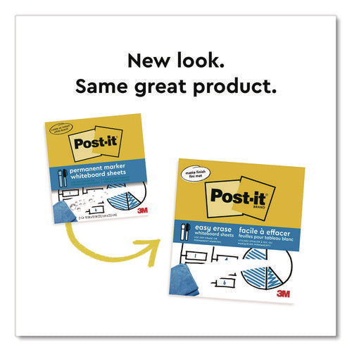Image of Post-it® Easy-Erase Whiteboard Sheets, Plastic Surface, 9.1 x 9.1, White, 2/Pack