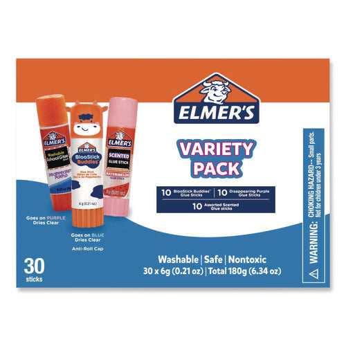 Image of Elmer's® Glue Stick Variety Pack, 0.21 oz, Dries Clear, 30/Pack