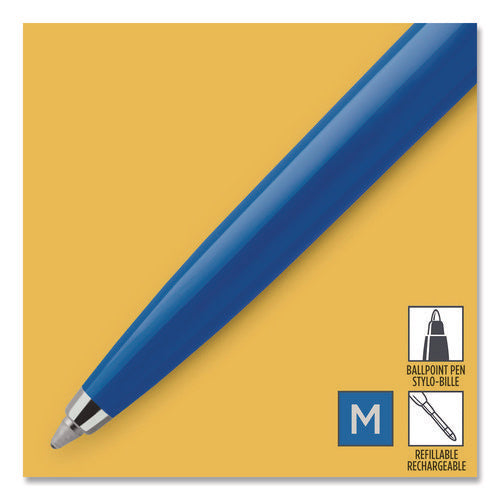 Image of Parker® Jotter Ballpoint Pen, Retractable, Medium 0.7 mm, Blue Ink, Royal Blue/Chrome Barrel