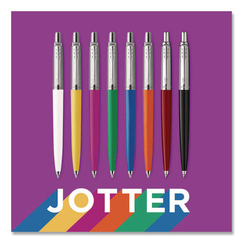 Image of Parker® Jotter Ballpoint Pen, Retractable, Medium 0.7 mm, Blue Ink, Royal Blue/Chrome Barrel