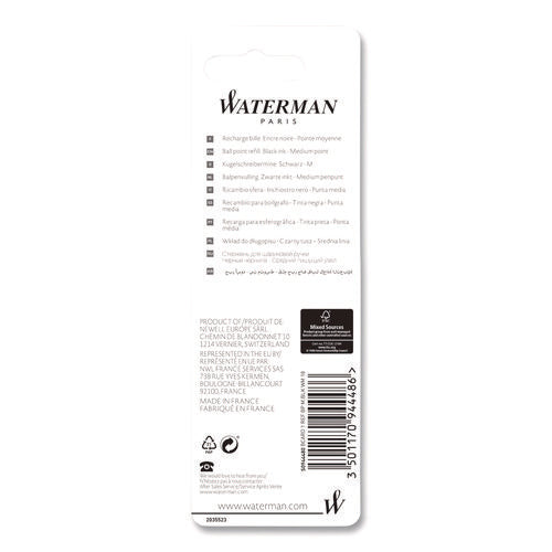 Image of Waterman Refill For Waterman Ballpoint Pens, Medium Conical Tip, Black Ink