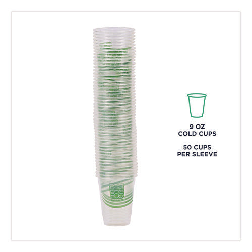 Image of Eco-Products® GreenStripe Renewable and Compostable Cold Cups, 9 oz, Plastic, Clear, 50/Pack, 20 Packs/Carton