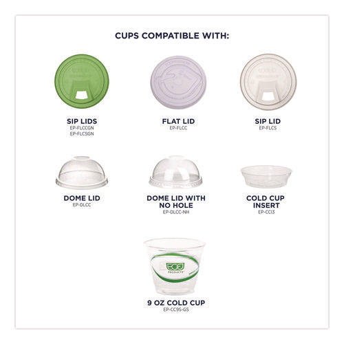 Image of Eco-Products® GreenStripe Renewable and Compostable Cold Cups, 9 oz, Plastic, Clear, 50/Pack, 20 Packs/Carton