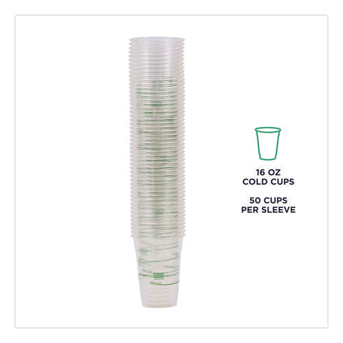 Image of Eco-Products® GreenStripe Renewable and Compostable Cold Cups Convenience Pack, 16 oz, Plastic, Clear, 50/Pack