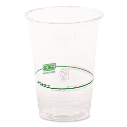 Image of Eco-Products® GreenStripe Renewable and Compostable Cold Cups Convenience Pack, 16 oz, Plastic, Clear, 50/Pack