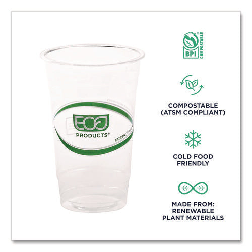 Image of Eco-Products® GreenStripe Renewable and Compostable Cold Cups, 20 oz, Plastic, Clear, 50/Pack, 20 Packs/Carton