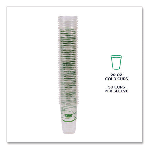 Image of Eco-Products® GreenStripe Renewable and Compostable Cold Cups, 20 oz, Plastic, Clear, 50/Pack, 20 Packs/Carton