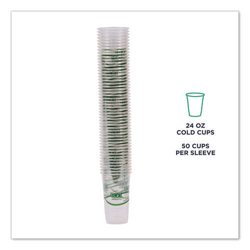 Image of Eco-Products® GreenStripe Renewable and Compostable PLA Cold Cups, 24 oz, Plastic, Clear, 50/Pack, 20 Packs/Carton
