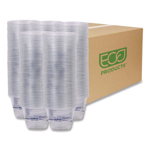 Image of Eco-Products® BlueStripe 25% Recycled Content Cold Cups, 9 oz, Plastic, Clear/Blue, 50/Pack, 20 Packs/Carton