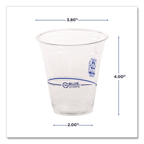Image of Eco-Products® BlueStripe 25% Recycled Content Cold Cups, 12 oz, Plastic, Clear/Blue, 50/Pack, 20 Packs/Carton