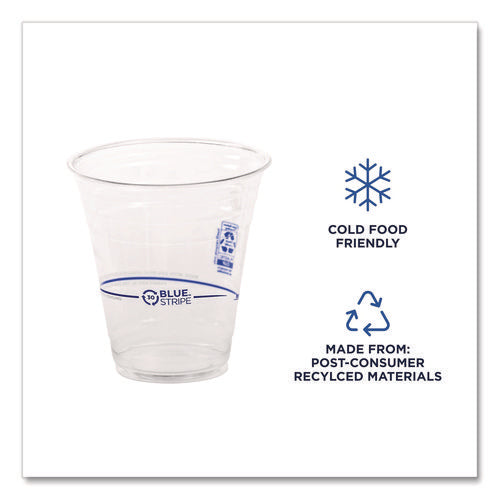 Image of Eco-Products® BlueStripe 25% Recycled Content Cold Cups, 12 oz, Plastic, Clear/Blue, 50/Pack, 20 Packs/Carton
