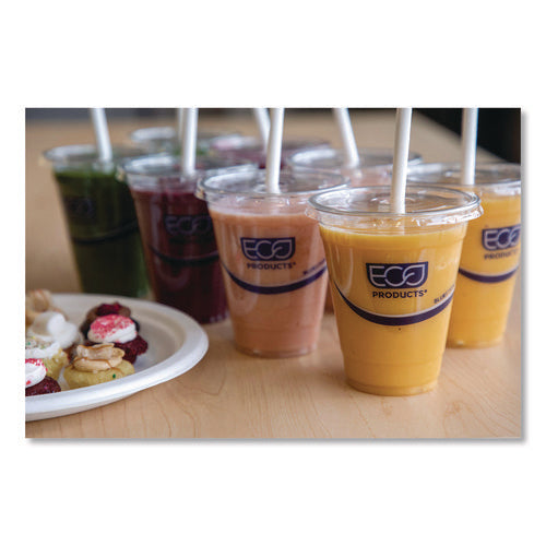 Image of Eco-Products® BlueStripe 25% Recycled Content Cold Cups, 12 oz, Plastic, Clear/Blue, 50/Pack, 20 Packs/Carton
