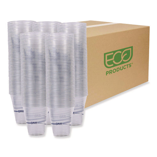 Image of Eco-Products® BlueStripe 25% Recycled Content Cold Cups, 12 oz, Plastic, Clear/Blue, 50/Pack, 20 Packs/Carton