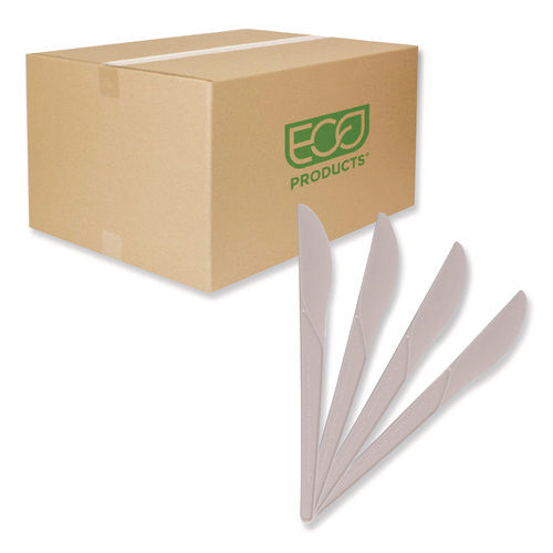 Image of Eco-Products® Plantware Compostable Cutlery, Knife, Plastic, Pearl White, 50/Pack, 20 Packs/Carton