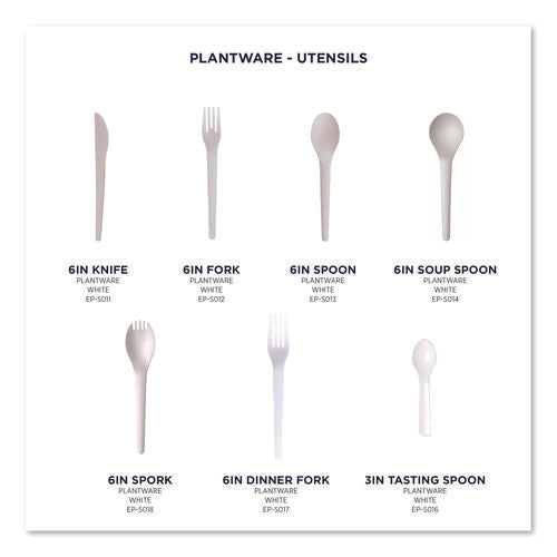 Image of Eco-Products® Plantware Compostable Cutlery, Knife, Plastic, Pearl White, 50/Pack, 20 Packs/Carton