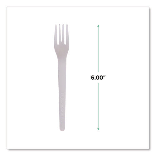 Image of Eco-Products® Plantware Compostable Cutlery, Fork, Plastic, Pearl White, 50/Pack, 20 Packs/Carton