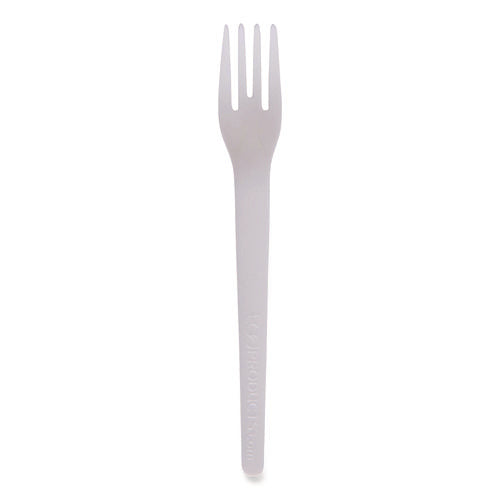 Image of Eco-Products® Plantware Compostable Cutlery, Fork, Plastic, Pearl White, 50/Pack, 20 Packs/Carton