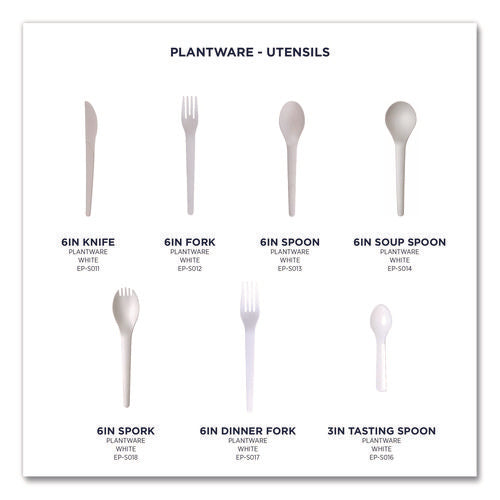 Image of Eco-Products® Plantware Compostable Cutlery, Fork, Plastic, Pearl White, 50/Pack, 20 Packs/Carton