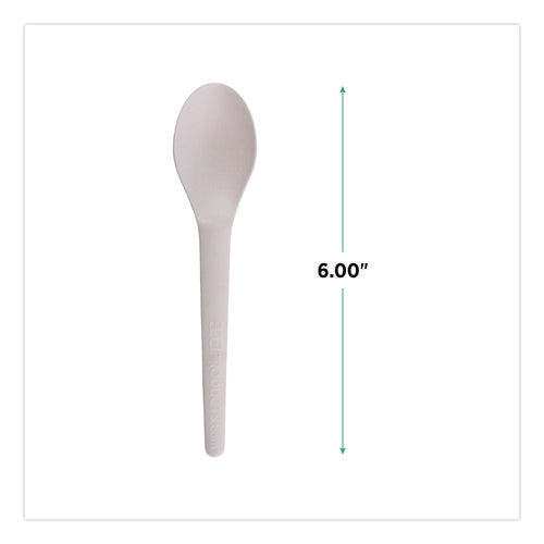Image of Eco-Products® Plantware Compostable Cutlery, Spoon, Plastic, Pearl White, 50/Pack, 20 Pack/Carton