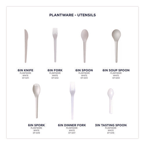 Image of Eco-Products® Plantware Compostable Cutlery, Spoon, Plastic, Pearl White, 50/Pack, 20 Pack/Carton