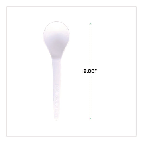 Image of Eco-Products® Plantware Compostable Soup Spoon, Heavyweight, Plastic, White, 50/Pack, 20 Packs/Carton