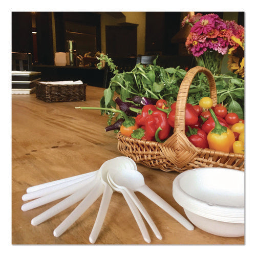 Image of Eco-Products® Plantware Compostable Soup Spoon, Heavyweight, Plastic, White, 50/Pack, 20 Packs/Carton