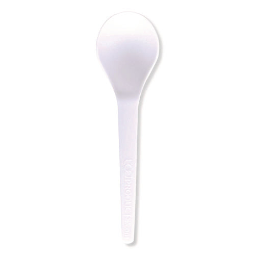 Image of Eco-Products® Plantware Compostable Soup Spoon, Heavyweight, Plastic, White, 50/Pack, 20 Packs/Carton