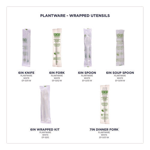 Image of Eco-Products® Plantware Compostable Cutlery Kit, Fork/Knife/Napkin/Spoon, Pearl White, 250 Kits/Carton